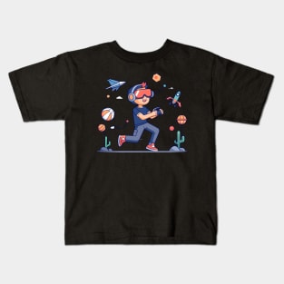 boy playing vr Kids T-Shirt